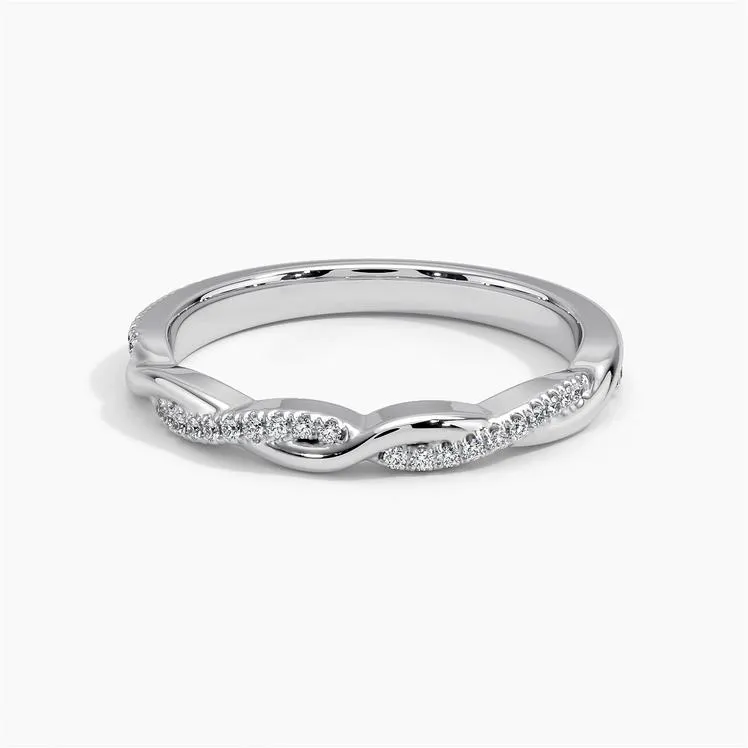 0.12CTW Petite Twisted Vine Diamond Wedding Band Ring - LR30