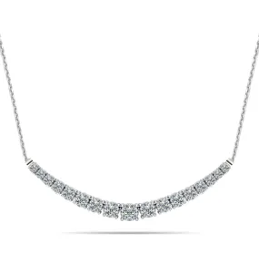 14K 17 Stone Lab Grown Diamond Graduated Tennis Bar Necklace