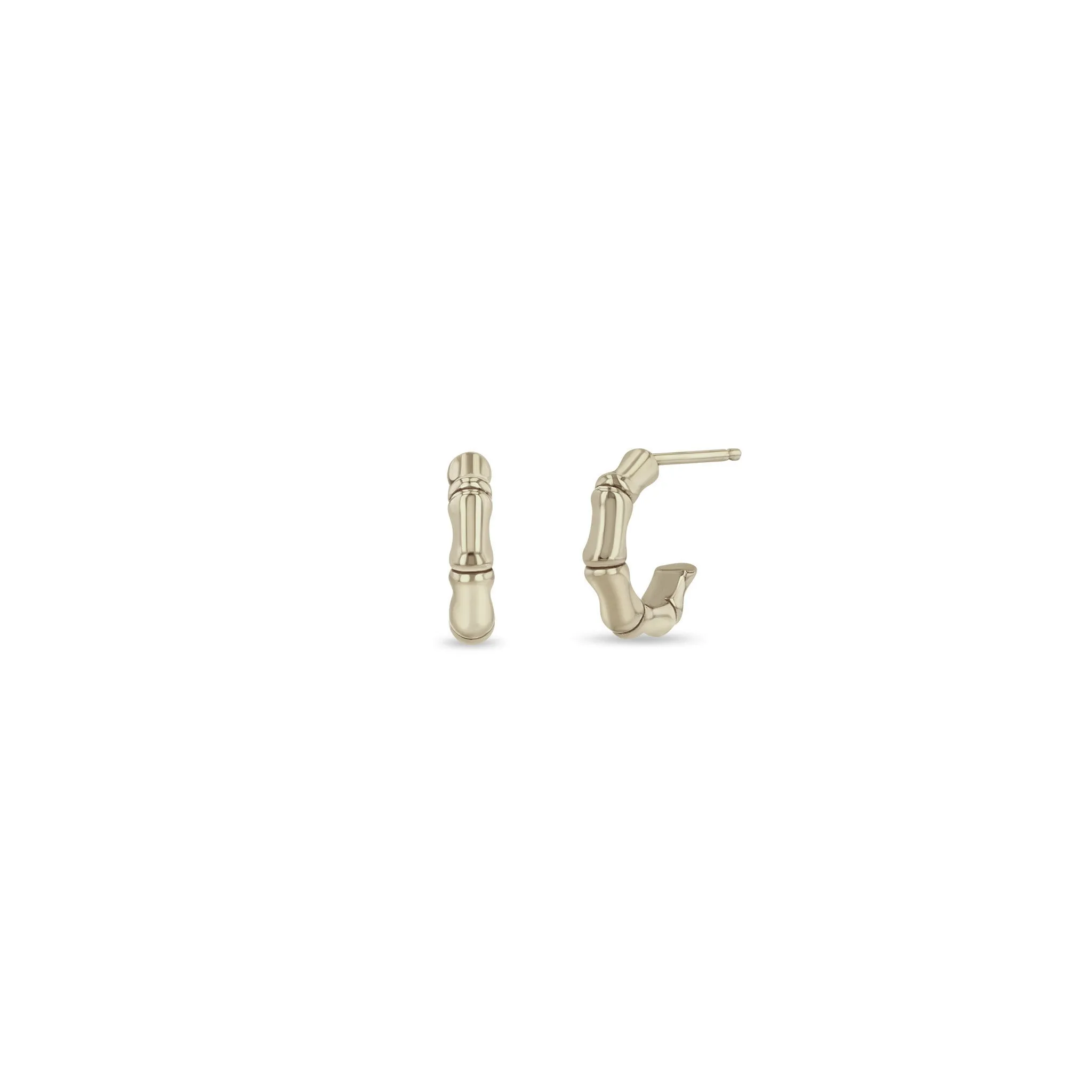 14k Gold Bamboo Huggie Hoops