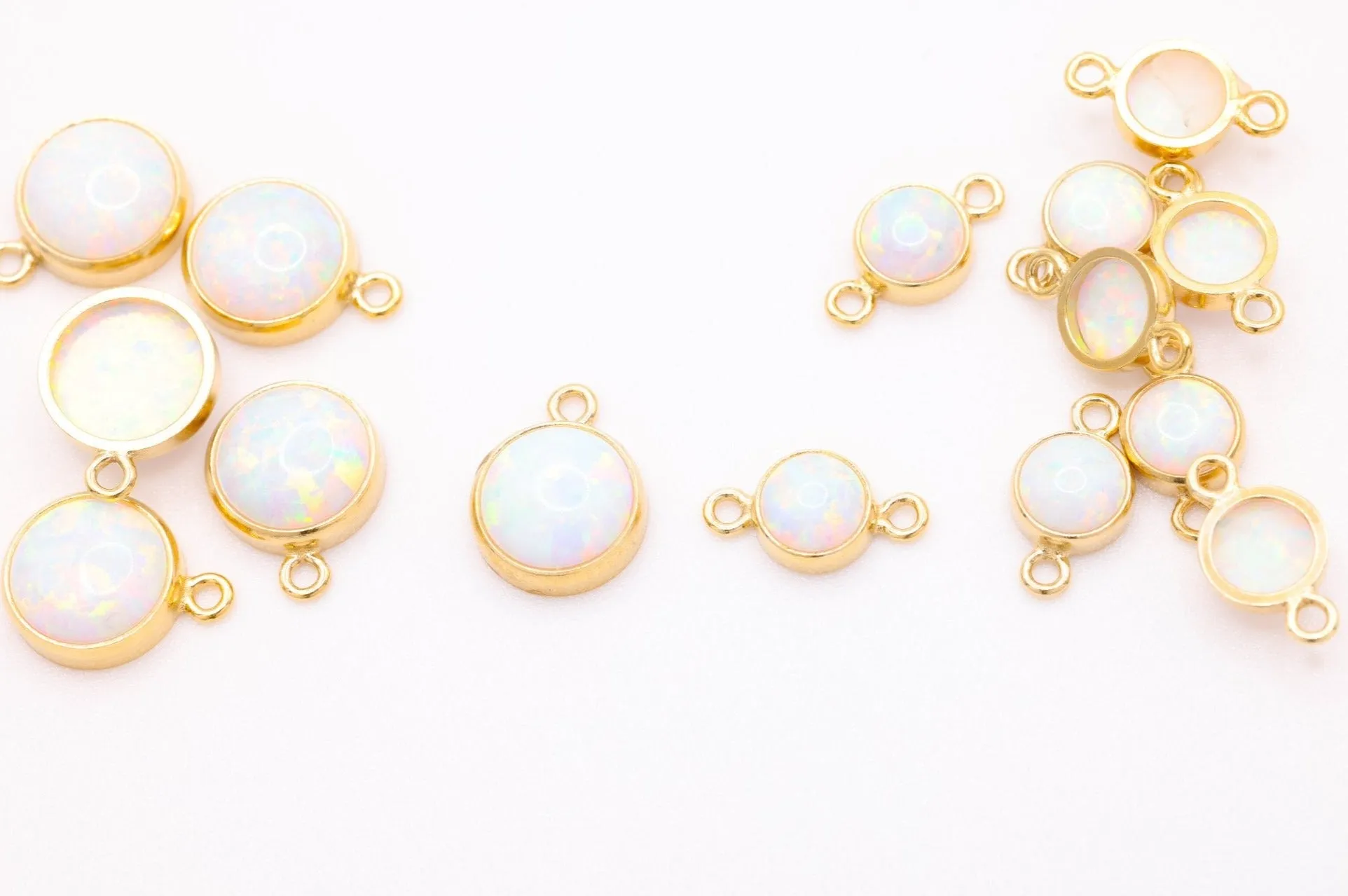 14k Gold Filled Opal Drop Connector - Synthetic Opal Connector Link Bezel Drop Wholesale Bulk Findings 1/20 14kt GF 6mm 4mm