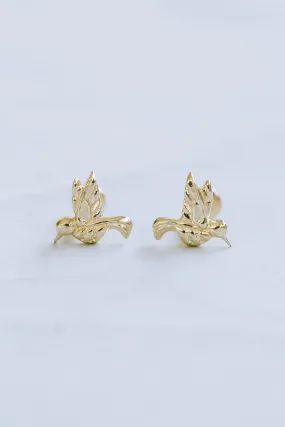 14K Solid Gold Cartilage Minimalist Cute Lucky Humming Bird Internally Internal Threaded Earring Labret