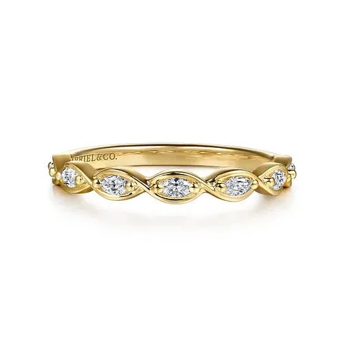 14K Y Gold .25ctw G/VS2 Marquise Shape Diamond Band