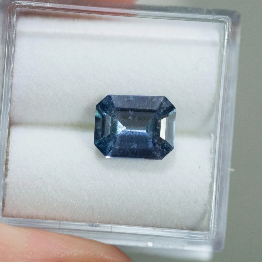 1.74CT CEYLON EMERALD CUT SAPPHIRE, DEEP PERIWINKLE BLUE, 8.2X6.6MM