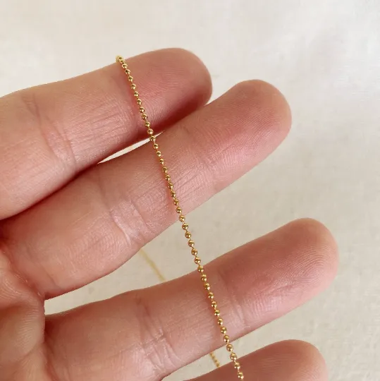 18k Gold Filled 1.0mm Ball Chain Diamond Cut Thin Delicate Chain