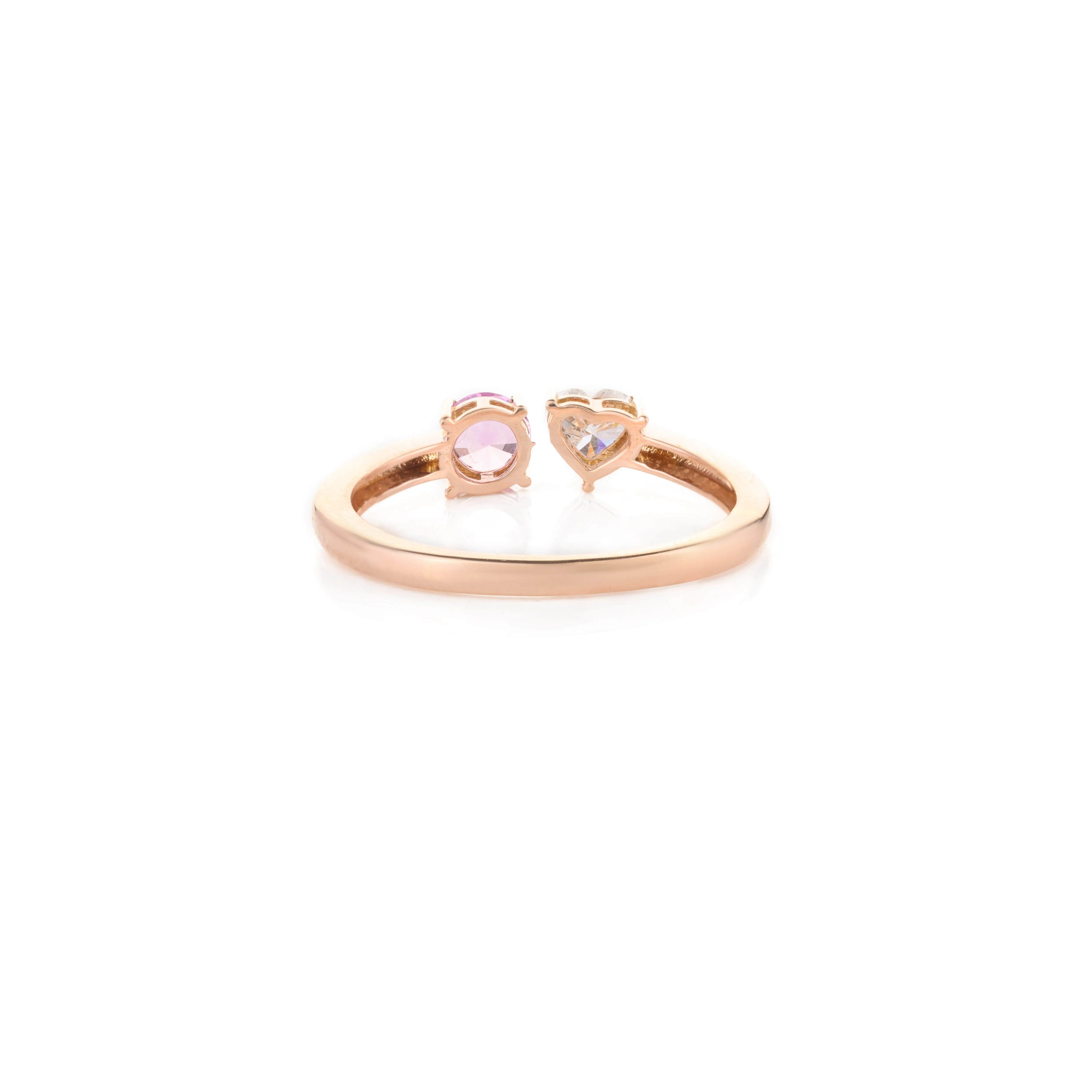 18K Rose Gold Pink Sapphire & Diamond Open Design Ring