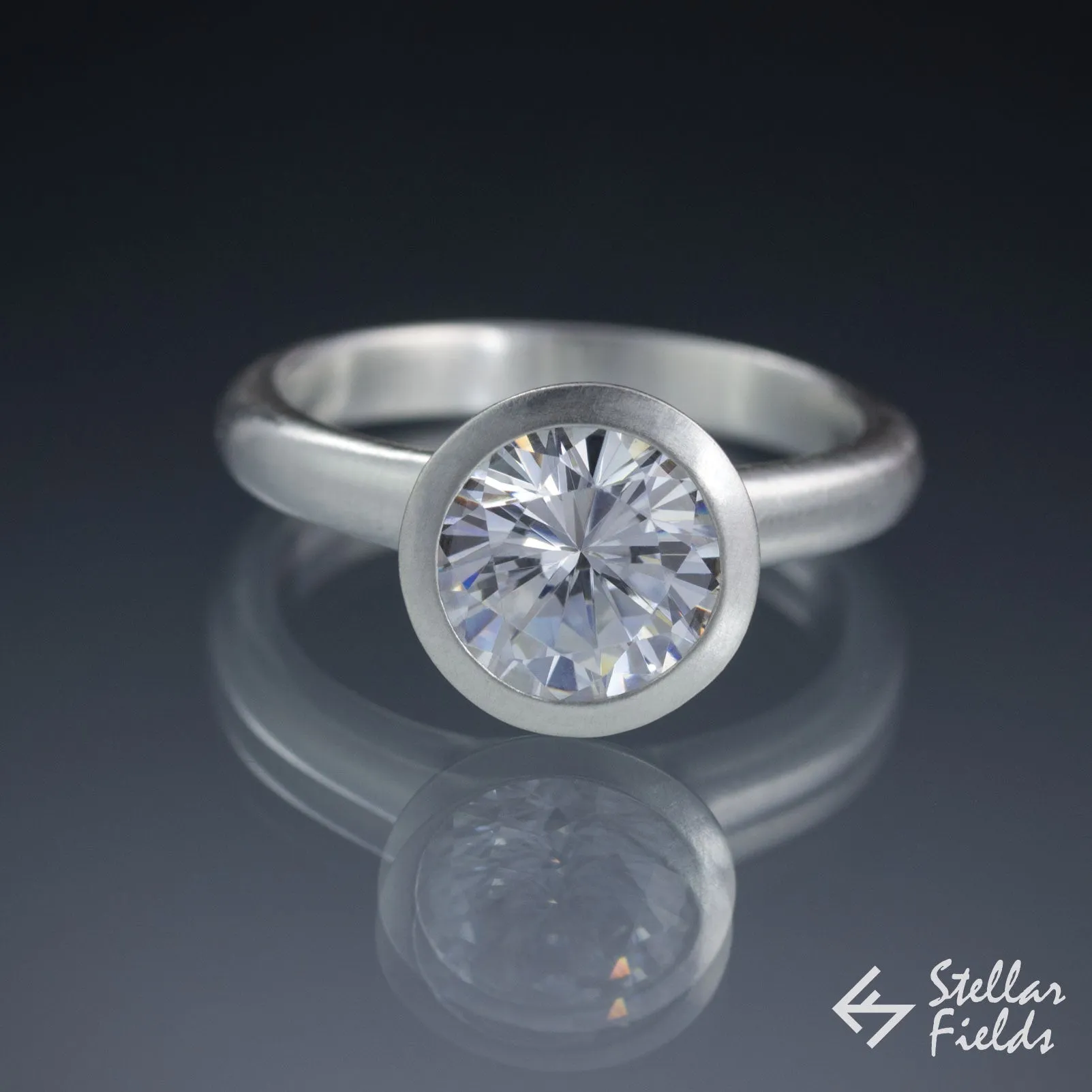 2ct 8mm Moissanite Full Bezel Engagement Ring