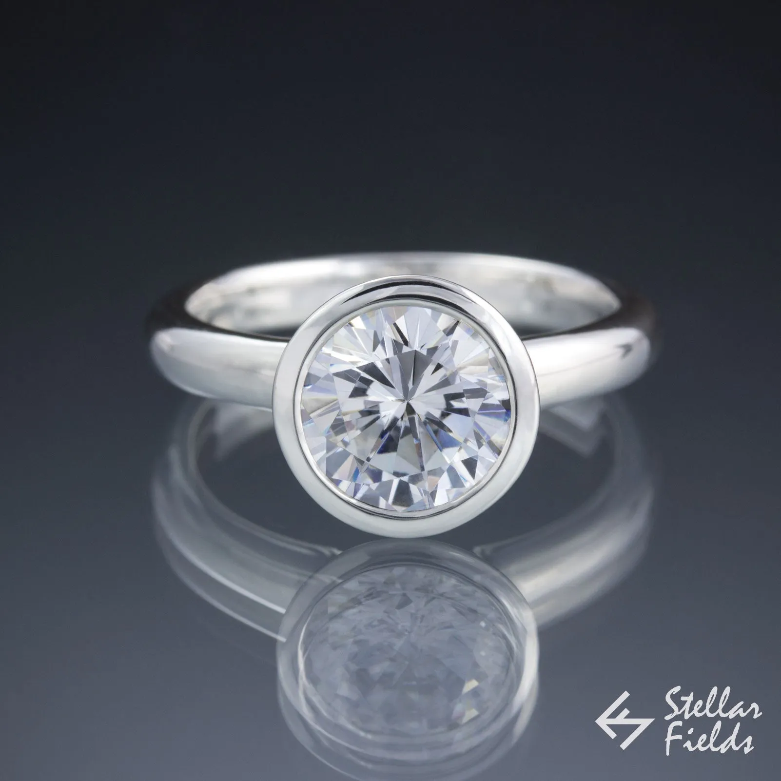 2ct 8mm Moissanite Full Bezel Engagement Ring