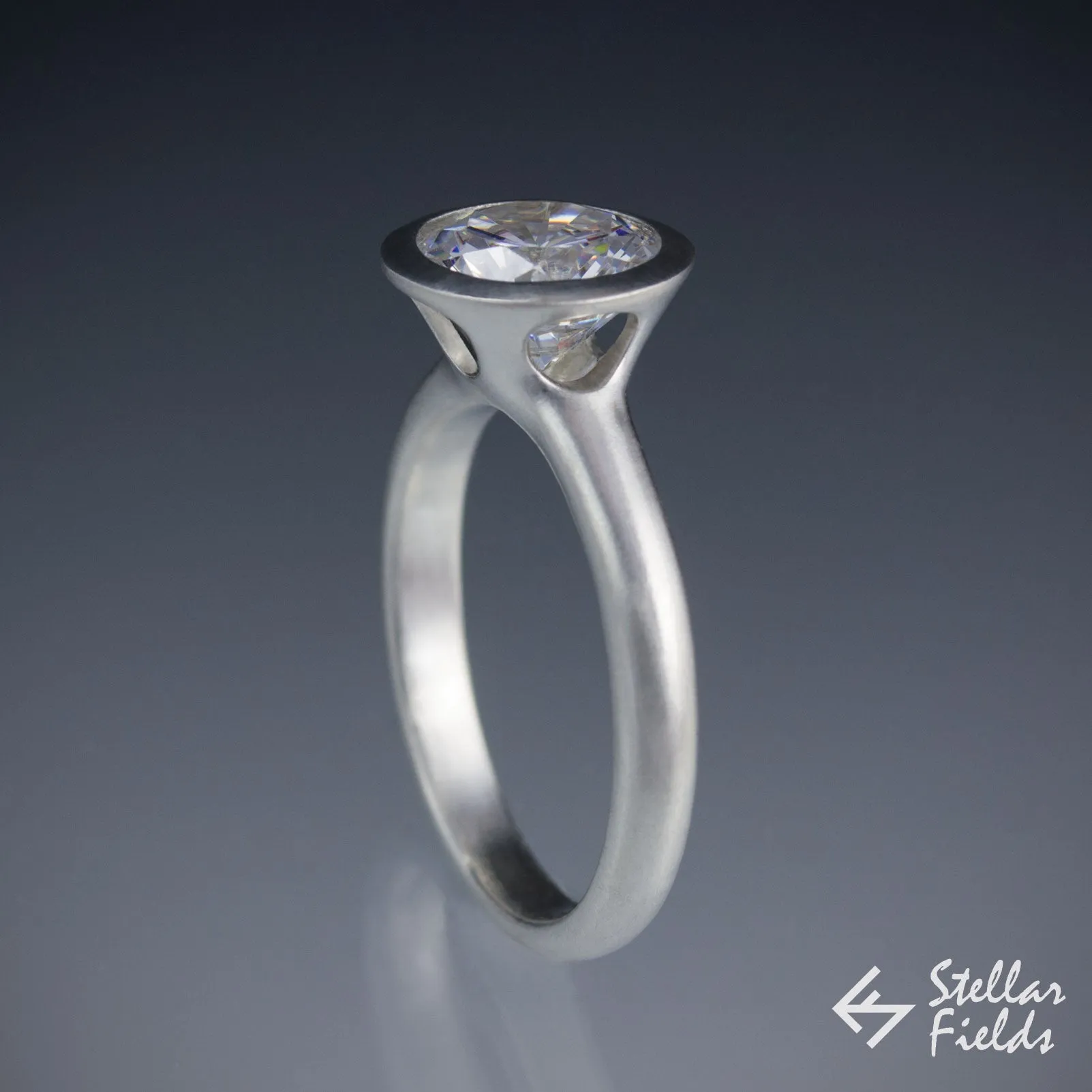 2ct 8mm Moissanite Full Bezel Engagement Ring