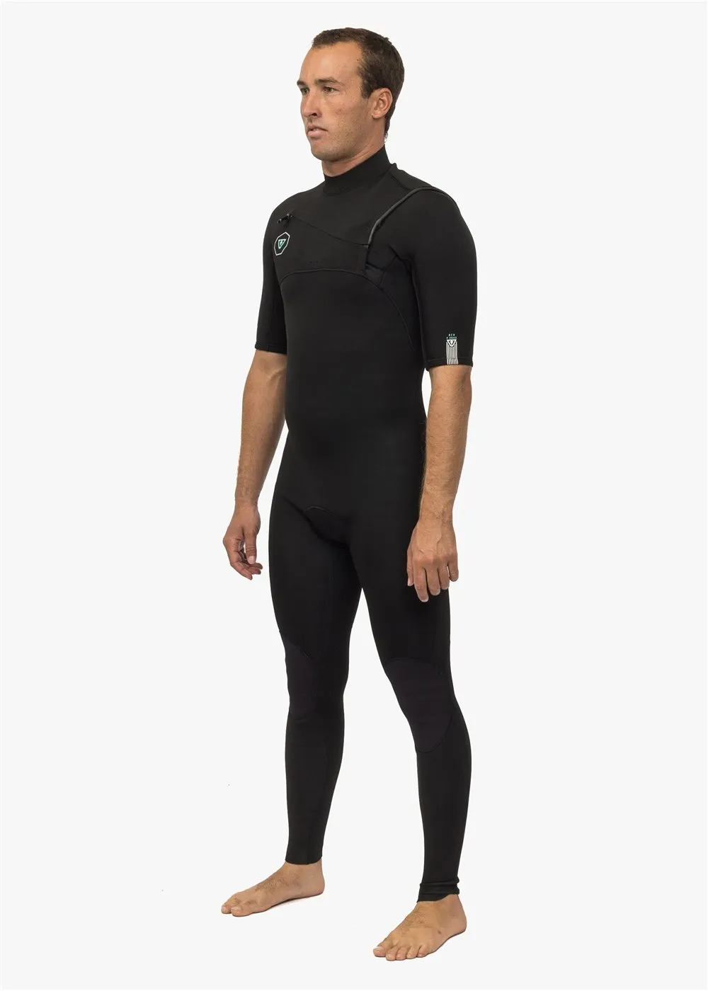 7 Seas 2-2 Short Sleeve Chest Zip Wetsuit, BLK