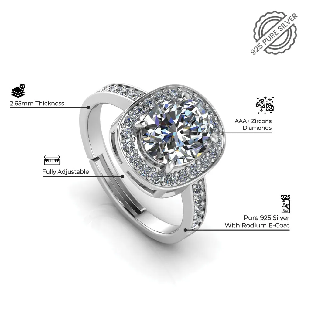 925 Pure Starling Silver  Solitaire Queens Free-Size and Classy Status Special Couple's Ring