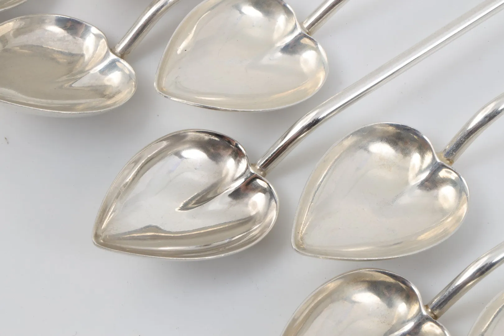 925 Silver Heart Shaped Iced Tea Spoons Set of 12 (149.11g.)