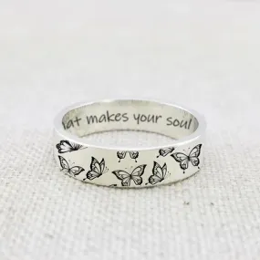 925 Sterling Silver Personalized Butterfly Ring Butterfly Necklace Do What Makes Your Soul Shine