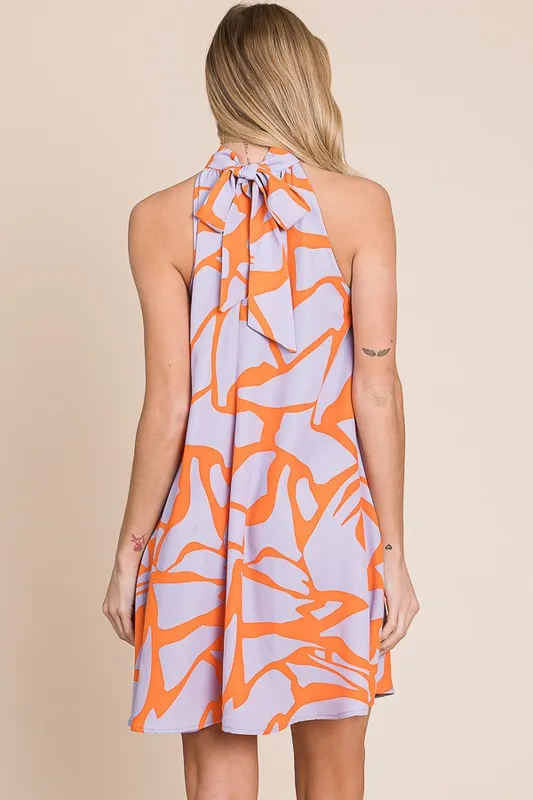 Abstract Print Halter Sundress