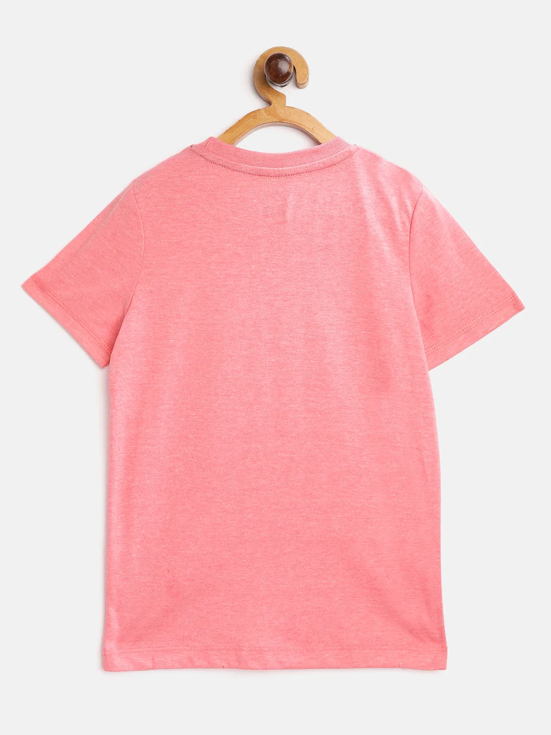 Alcis Boys Coral Pink Printed Round Neck T-shirt