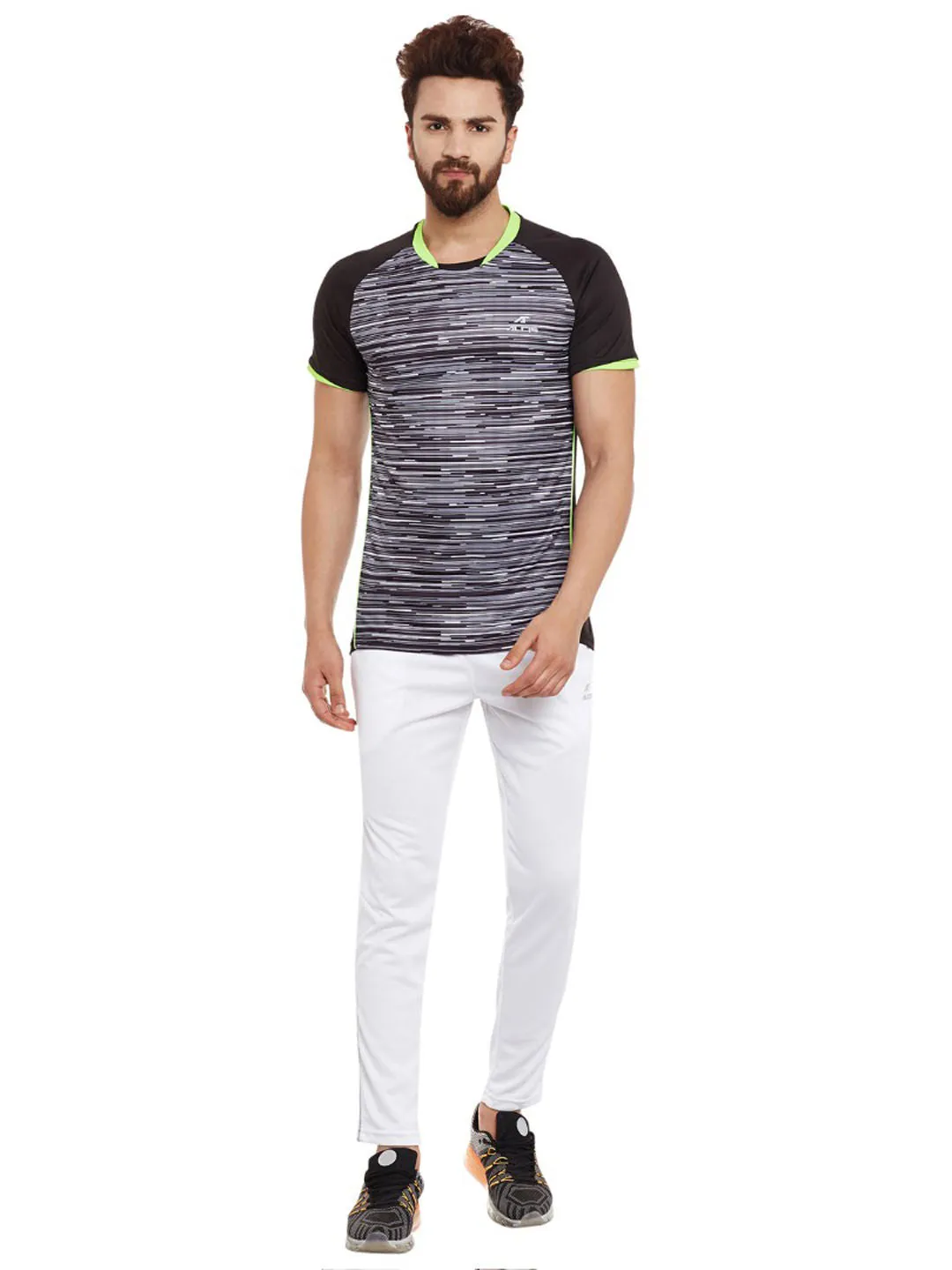 Alcis Men Black Printed Round Neck T-shirt