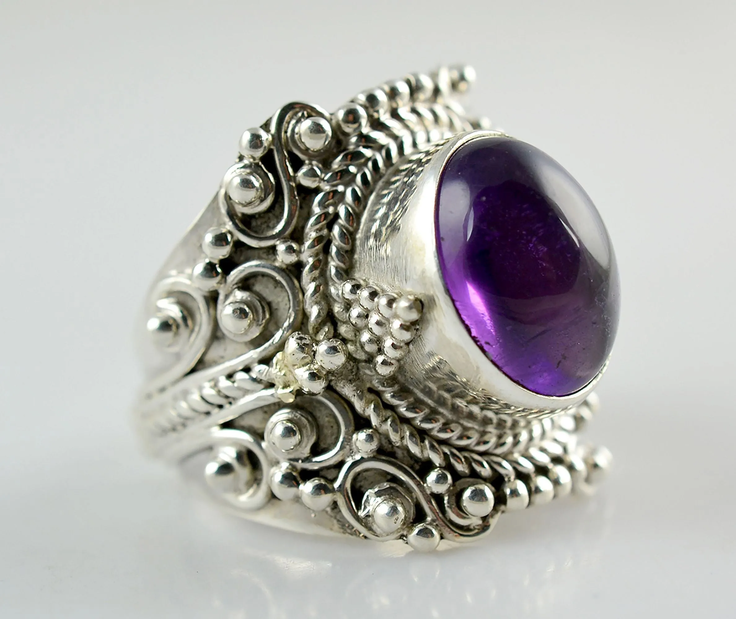 Amethyst Oval 925 Solid Sterling Silver Ring Custom Sizes 4 to 13 US