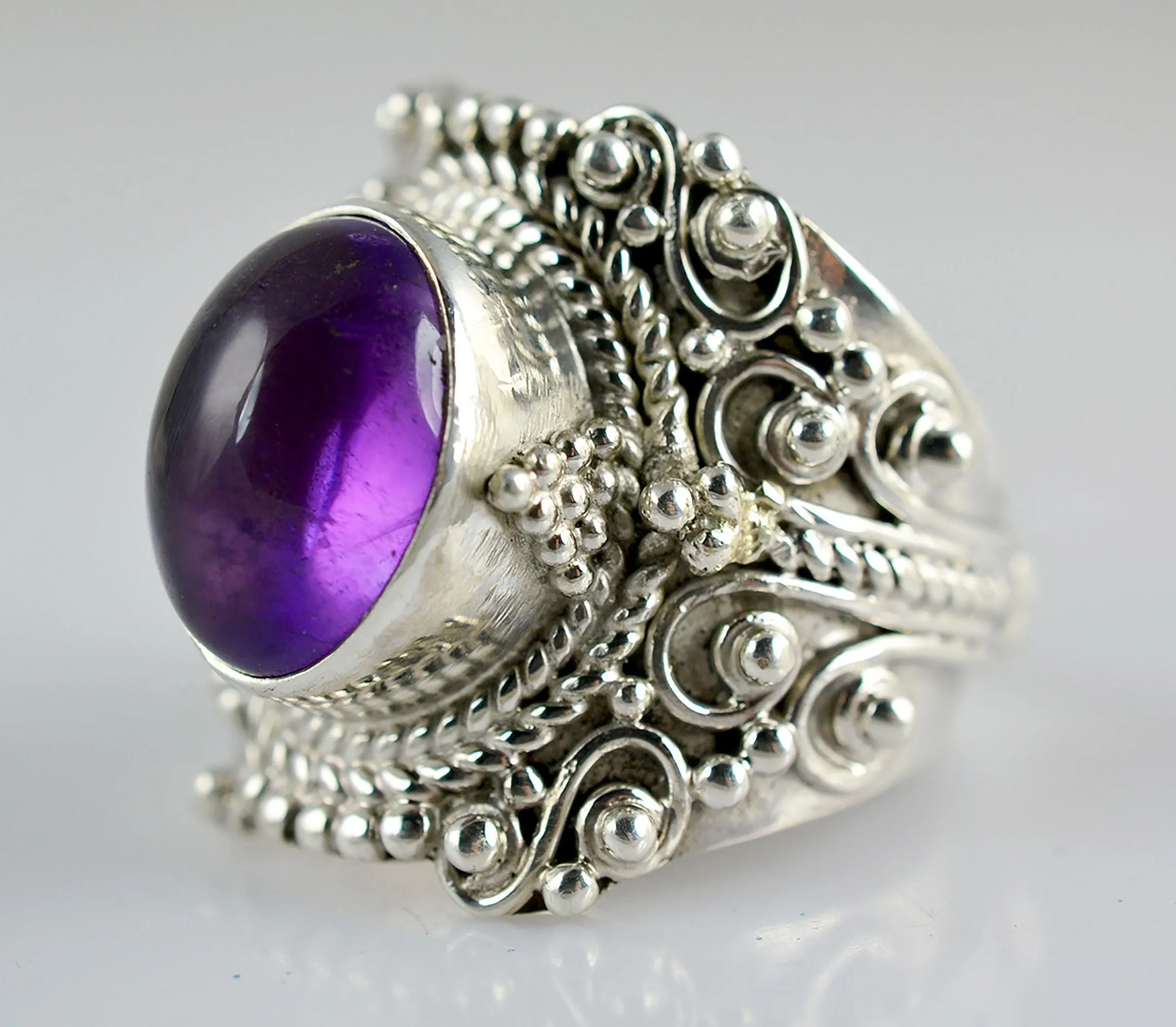 Amethyst Oval 925 Solid Sterling Silver Ring Custom Sizes 4 to 13 US