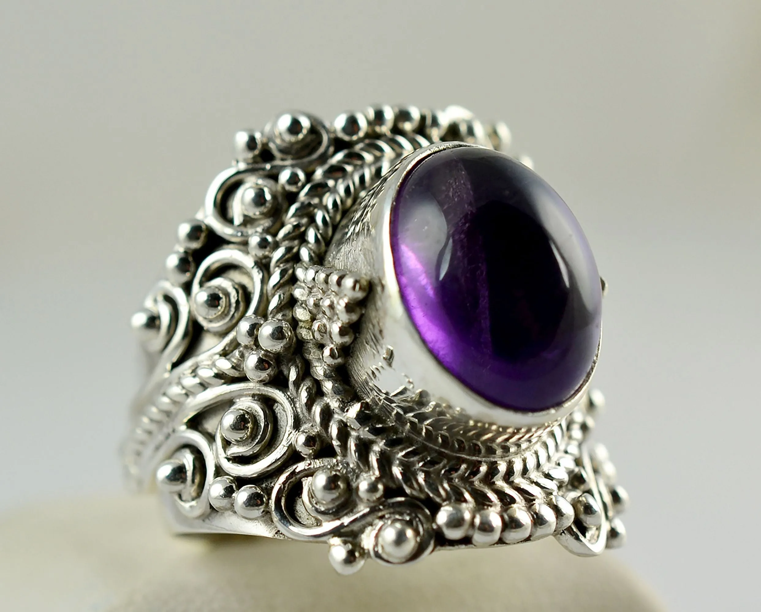 Amethyst Oval 925 Solid Sterling Silver Ring Custom Sizes 4 to 13 US