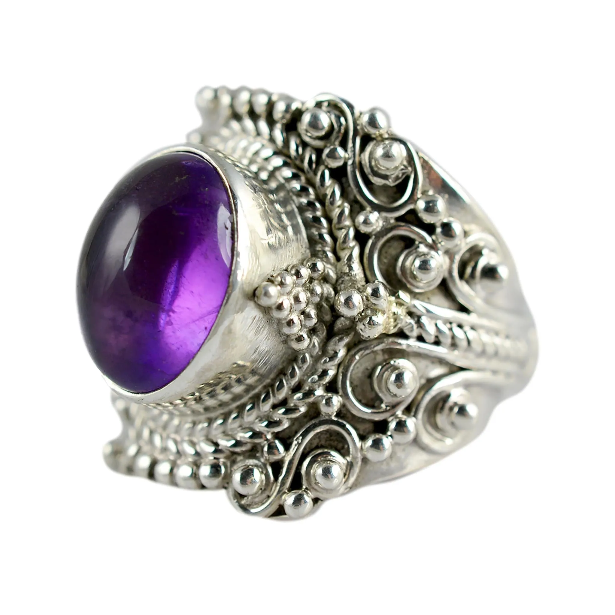 Amethyst Oval 925 Solid Sterling Silver Ring Custom Sizes 4 to 13 US