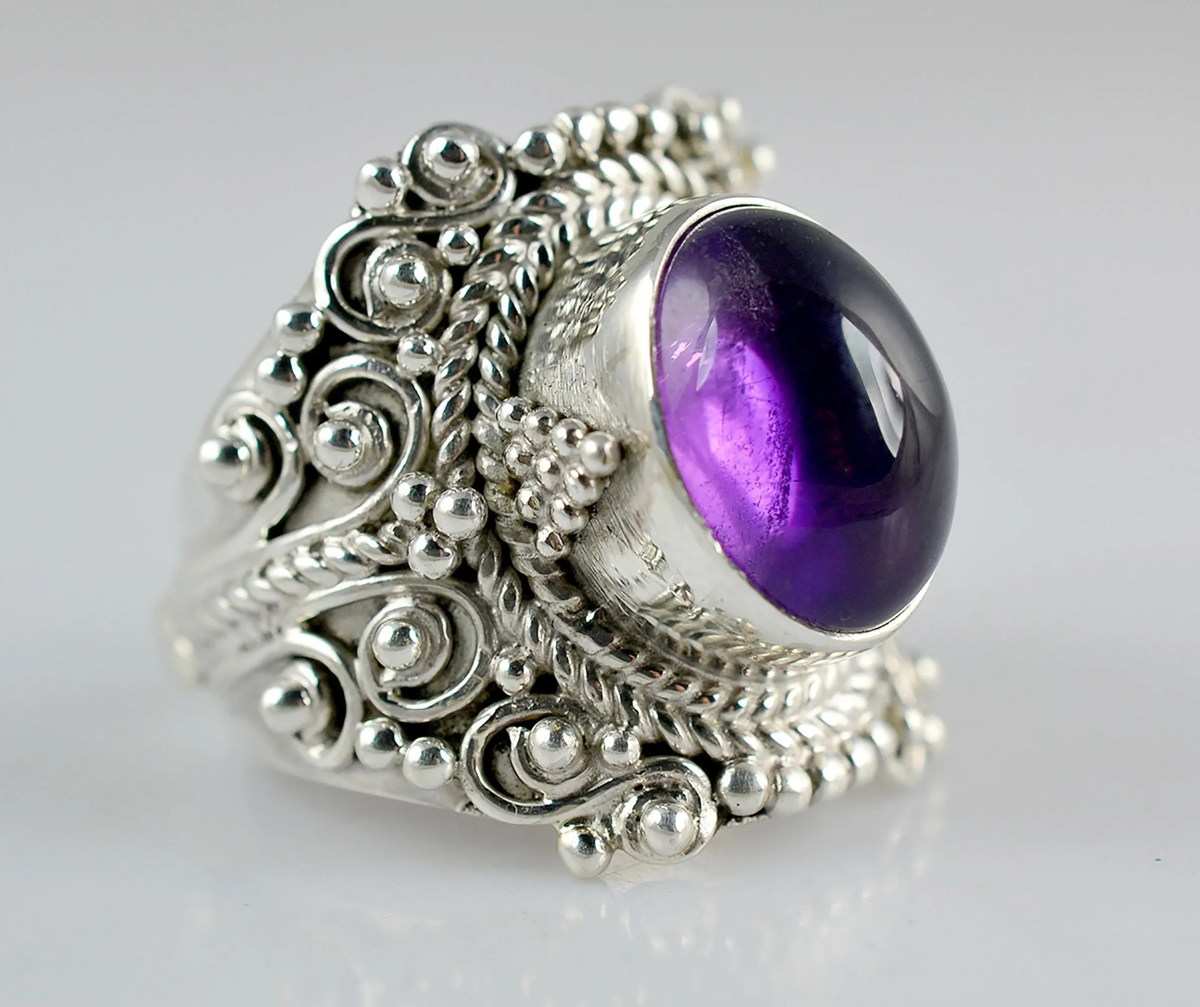 Amethyst Oval 925 Solid Sterling Silver Ring Custom Sizes 4 to 13 US