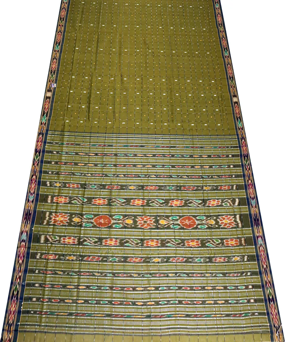 Army green Cotton Odisha Handloom Saree