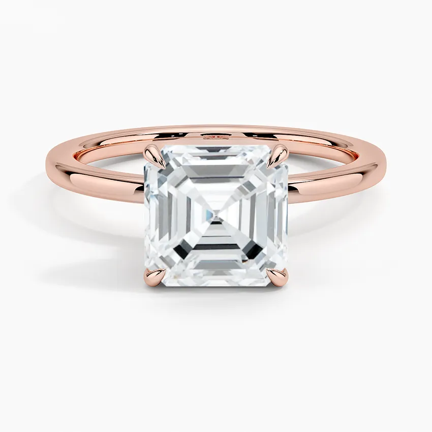 Asscher Secret Halo Diamond Engagement Ring [Setting Only] - EC105A