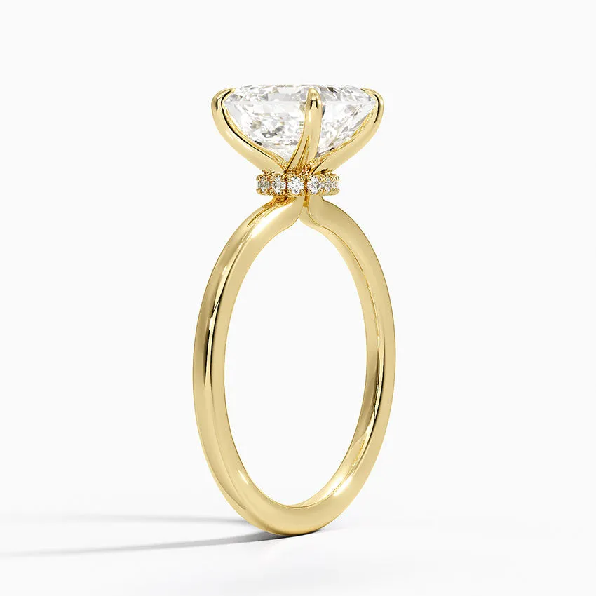 Asscher Secret Halo Diamond Engagement Ring [Setting Only] - EC105A