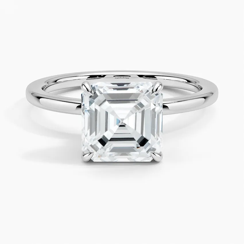 Asscher Secret Halo Diamond Engagement Ring [Setting Only] - EC105A