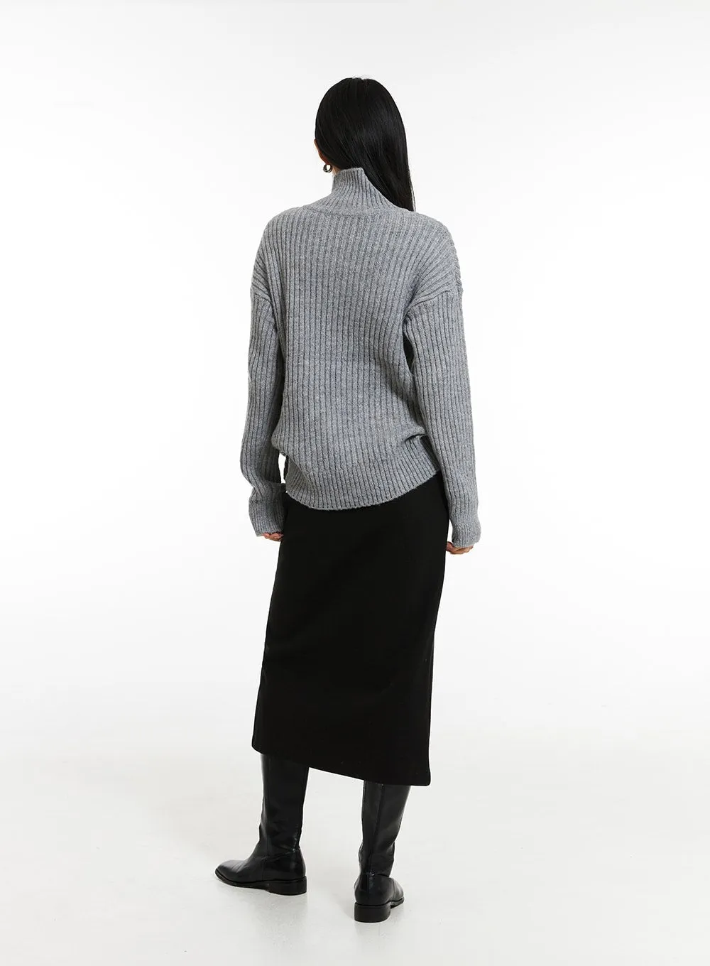 Asymmetric Button Knit Sweater IN308