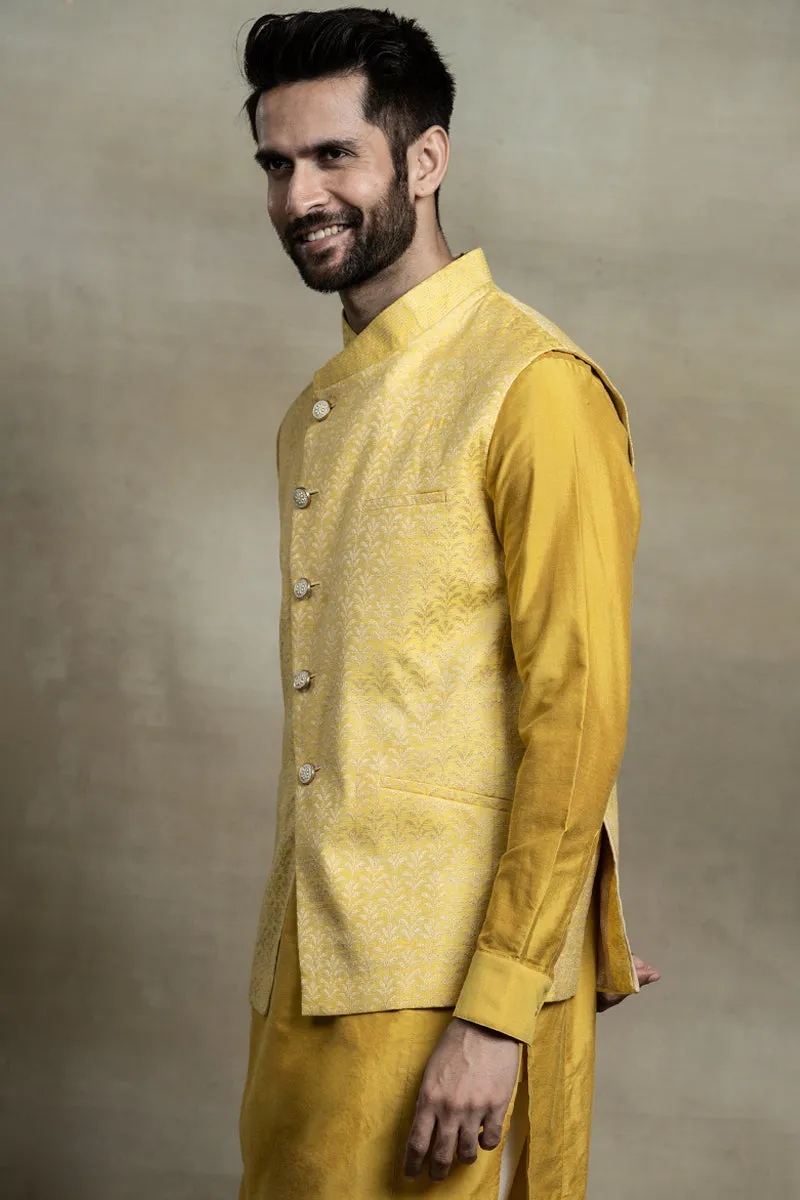 Asymmetric Jacquard Kurta Bundi Set