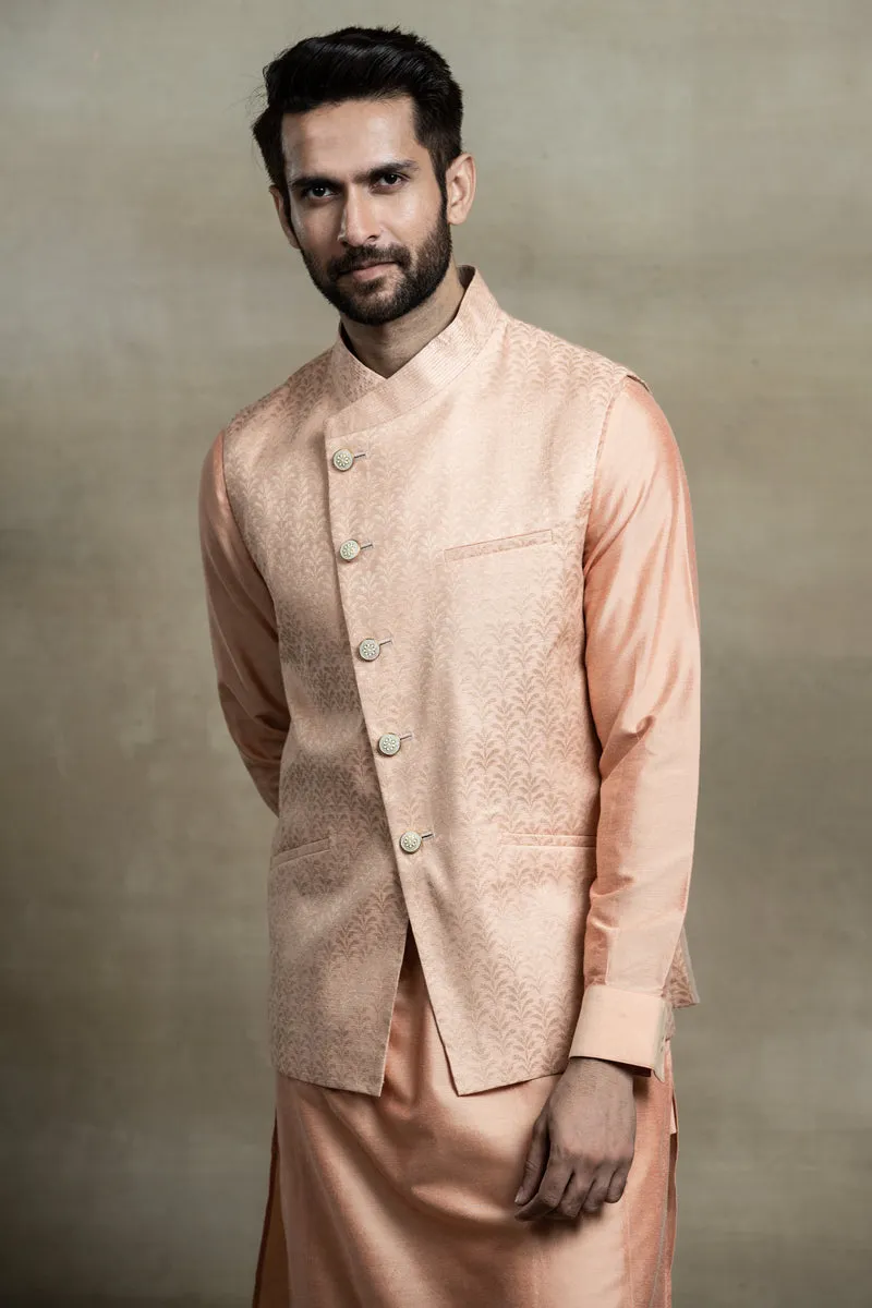 Asymmetric Jacquard Kurta Bundi Set