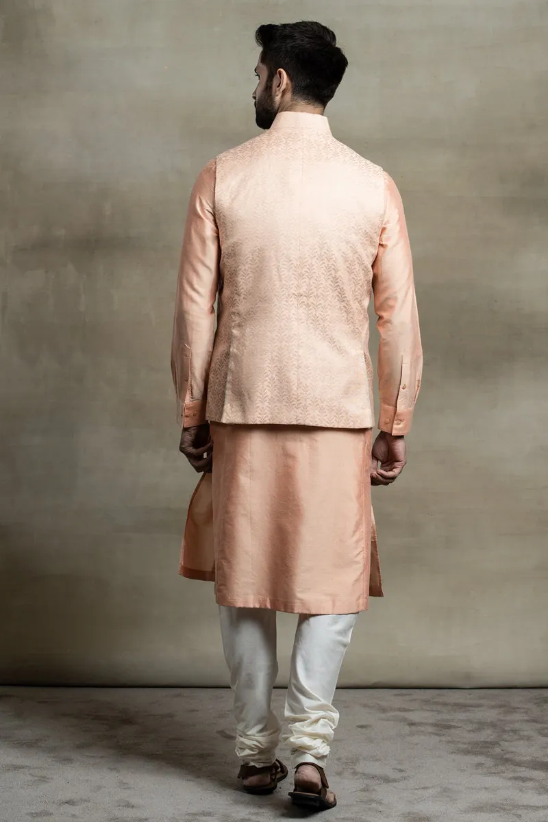 Asymmetric Jacquard Kurta Bundi Set