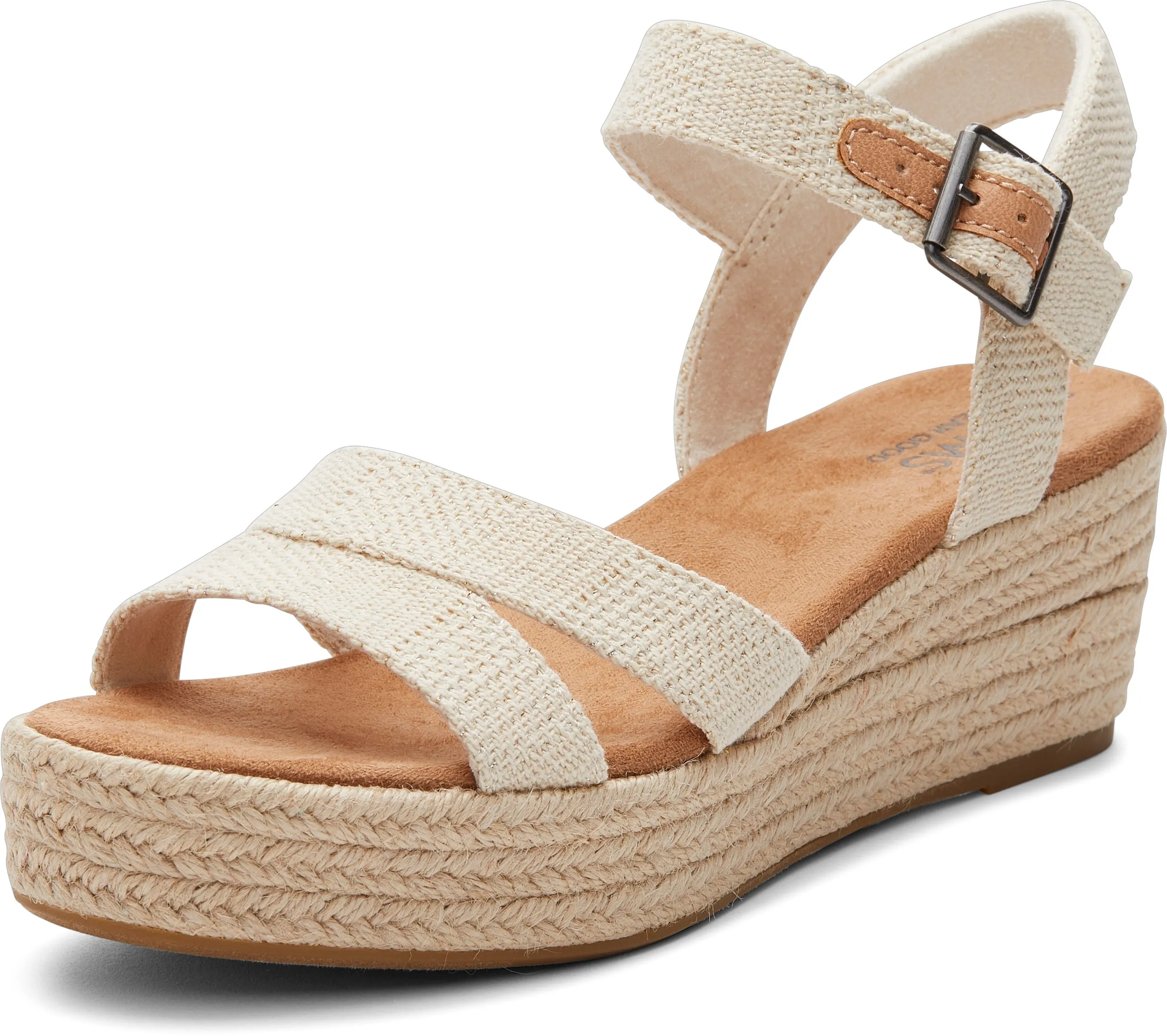 Audrey Espadrille Sandal - Natural Undyed Metallic Linen Stripe