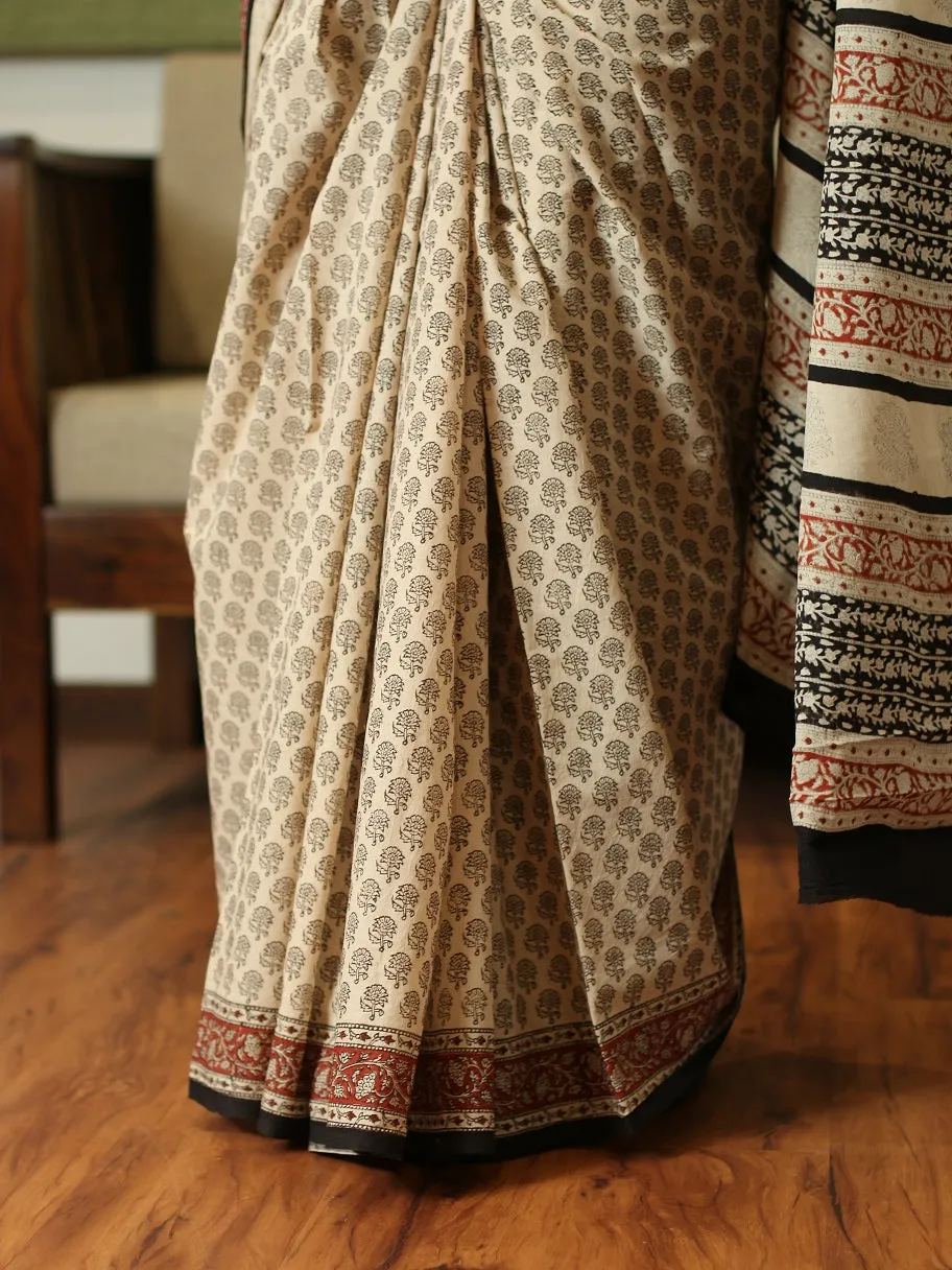 Bagru Cotton Handblock Printed Saree