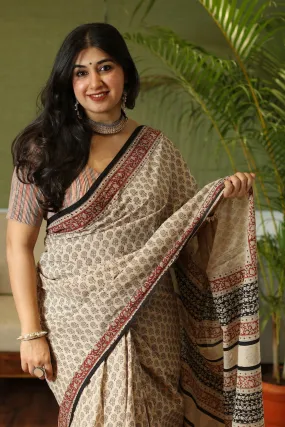 Bagru Cotton Handblock Printed Saree