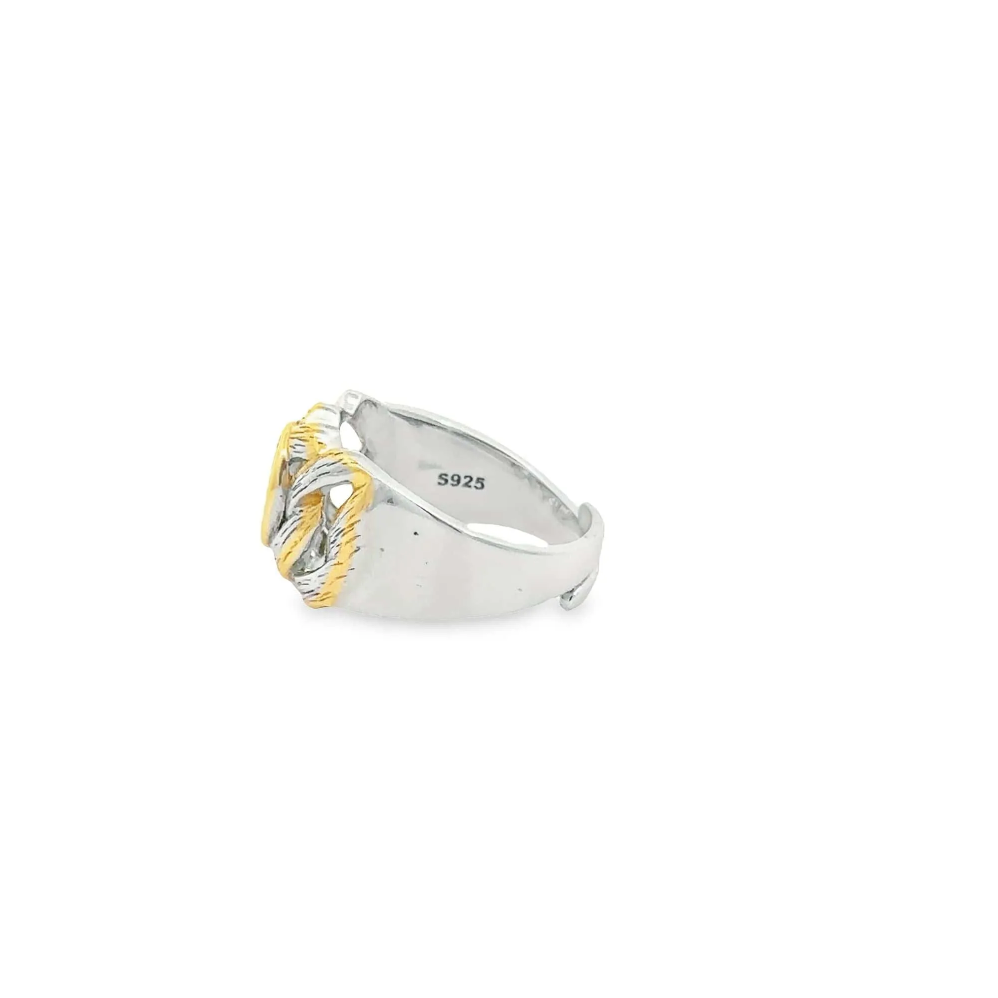 Baikalla Antique Natural Opal Sterling Silver Gold Plated Two Tone Ring