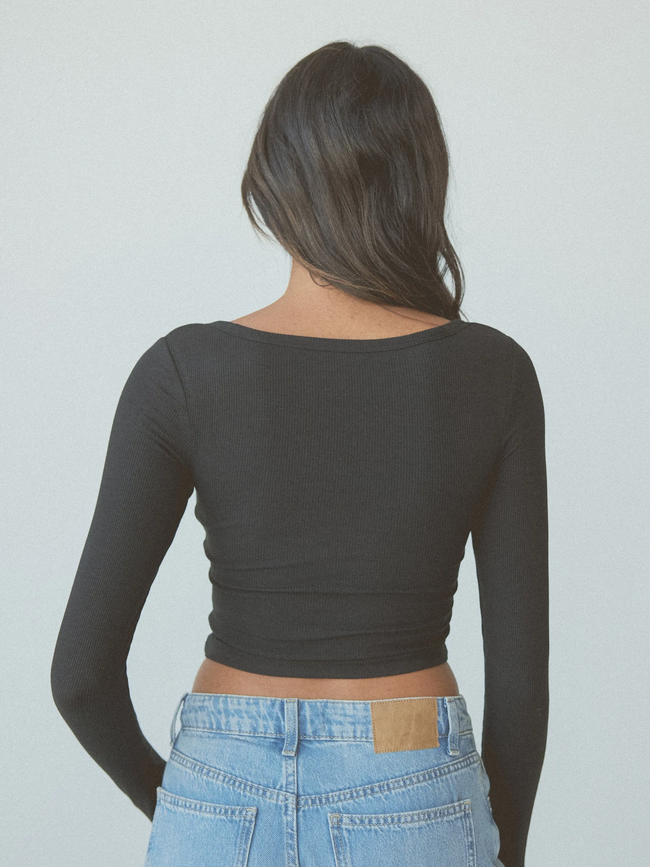 Bamboo Long Sleeve Scoop Neck Brami (Crop)