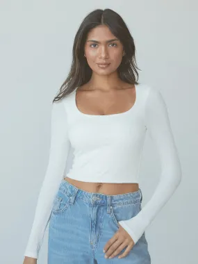 Bamboo Long Sleeve Scoop Neck Brami (Crop)