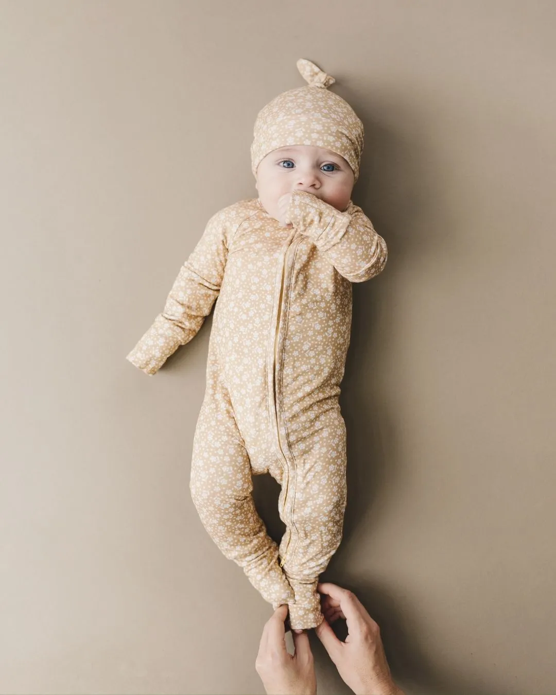 Bamboo Zip Romper | Neutral Garden