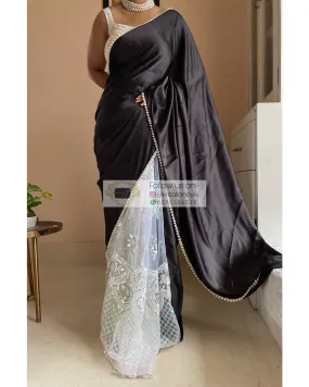 Black Cherry Blossom Saree