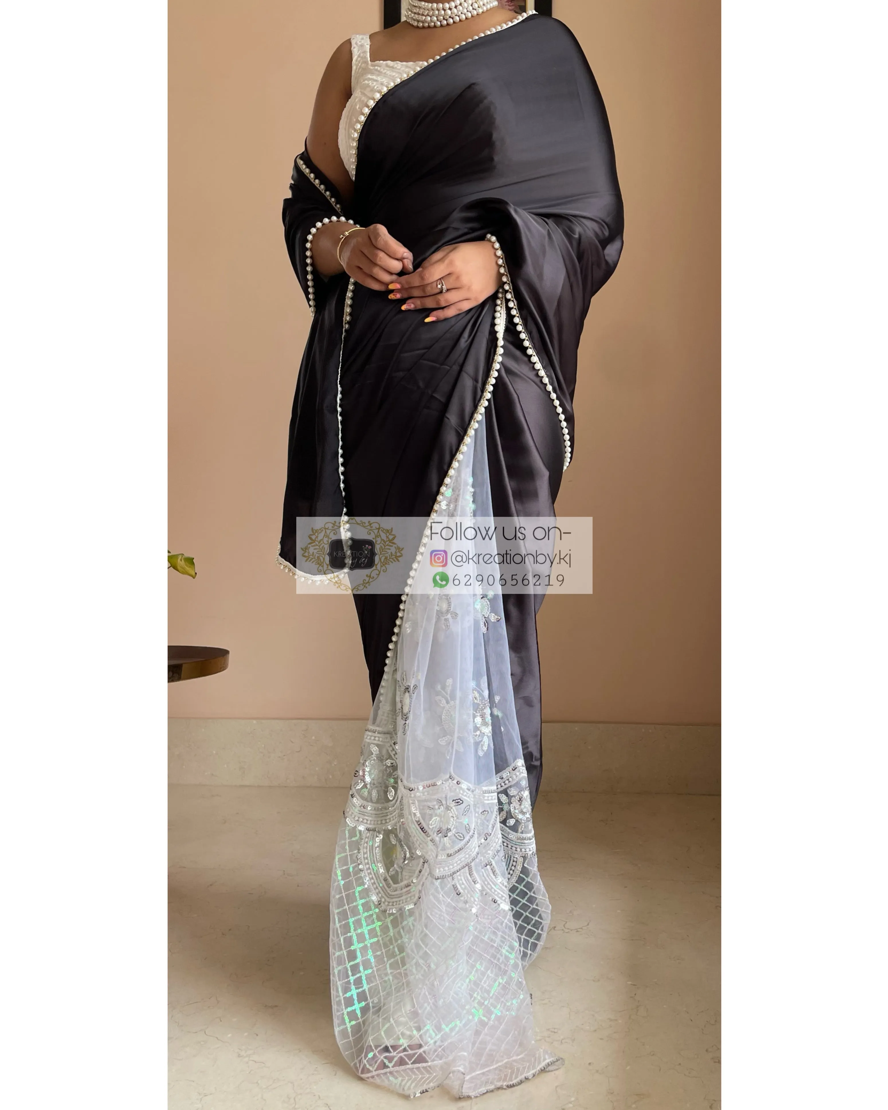 Black Cherry Blossom Saree