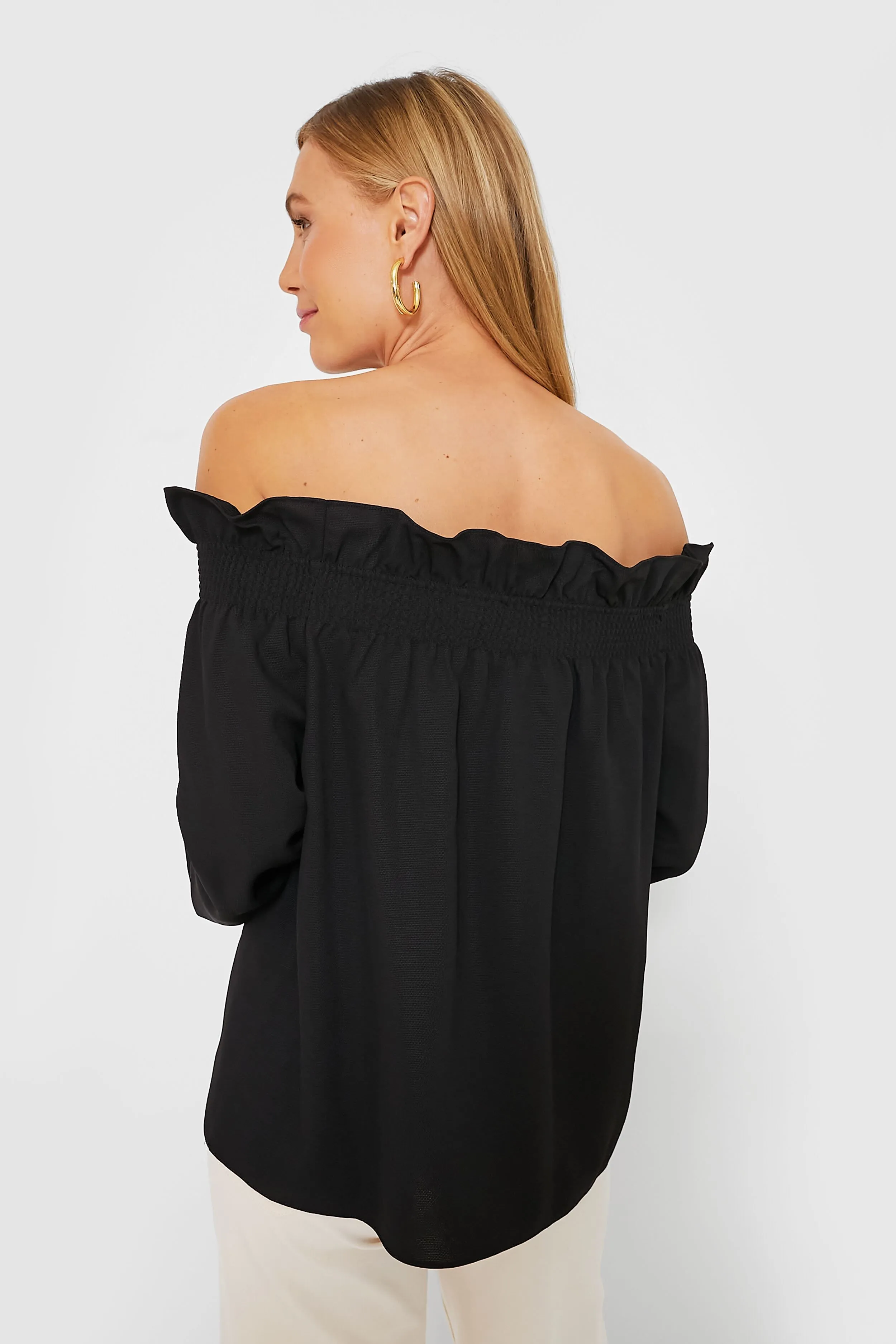 Black Off the Shoulder Marguerite Blouse