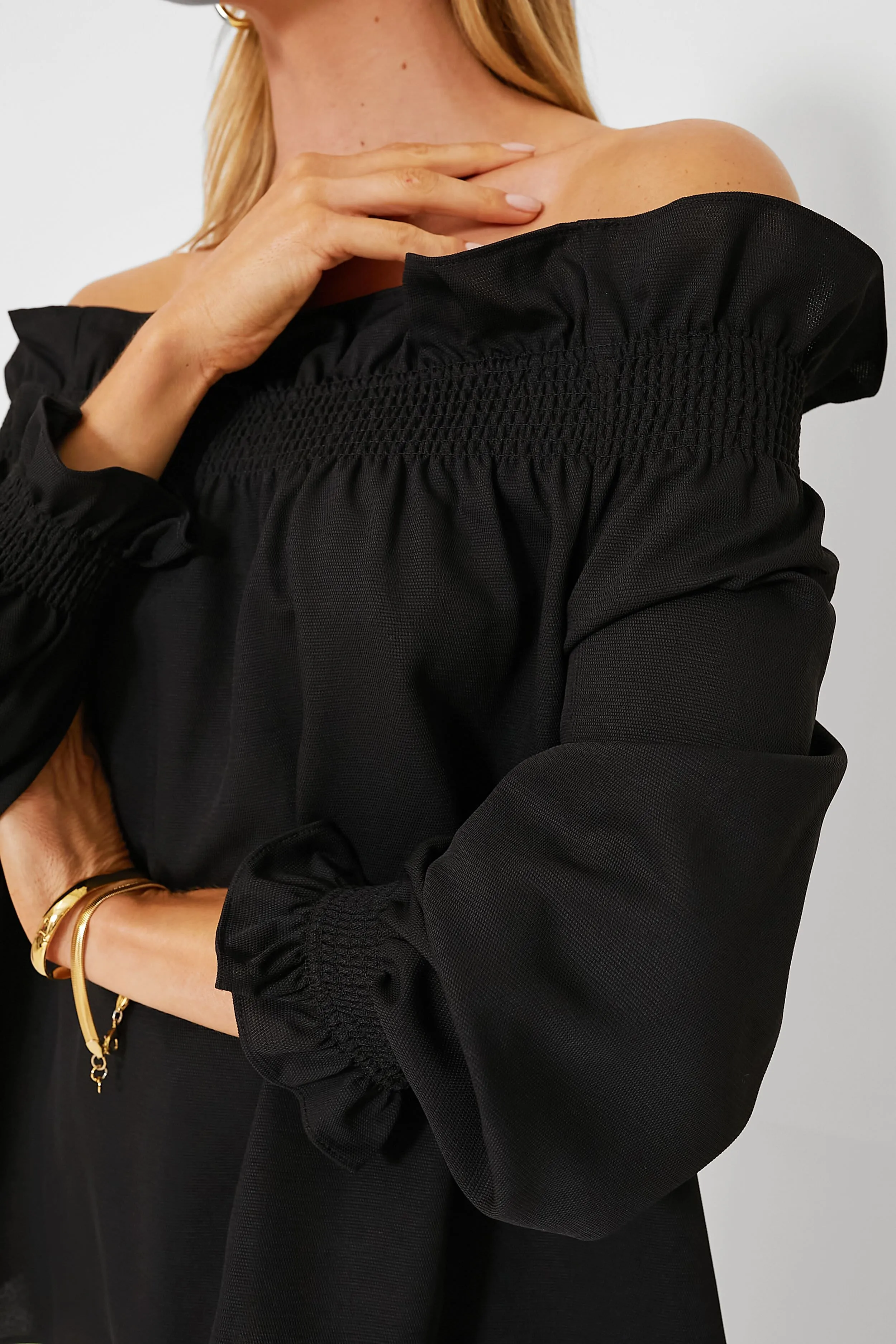 Black Off the Shoulder Marguerite Blouse