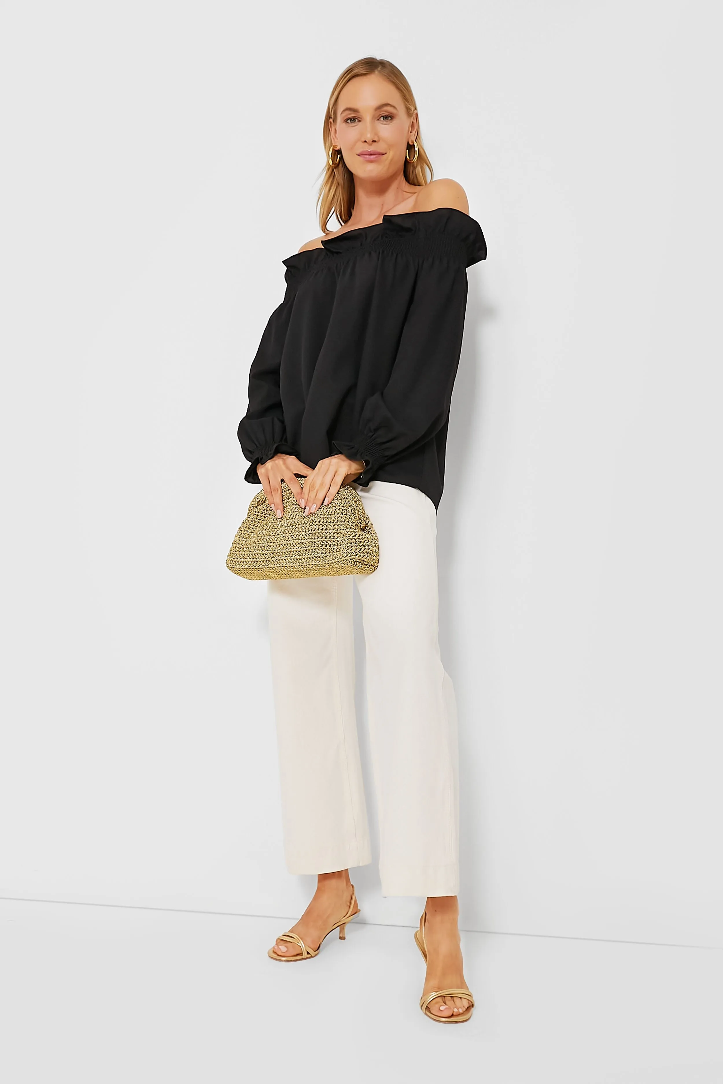 Black Off the Shoulder Marguerite Blouse