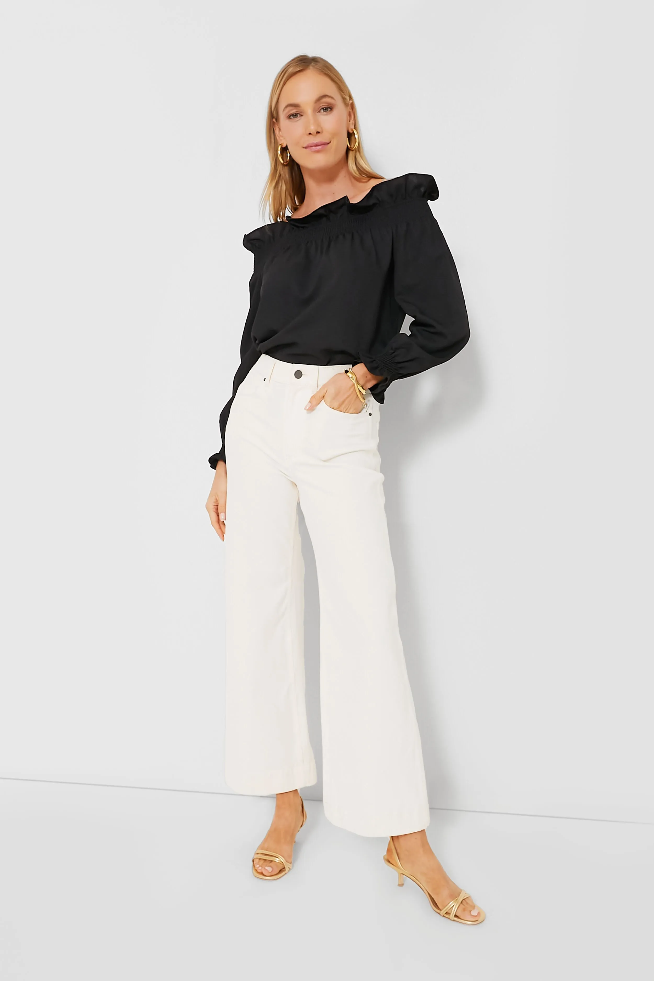 Black Off the Shoulder Marguerite Blouse