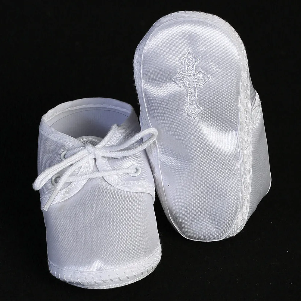 Boys Satin Bootie w/ Embroidered Cross