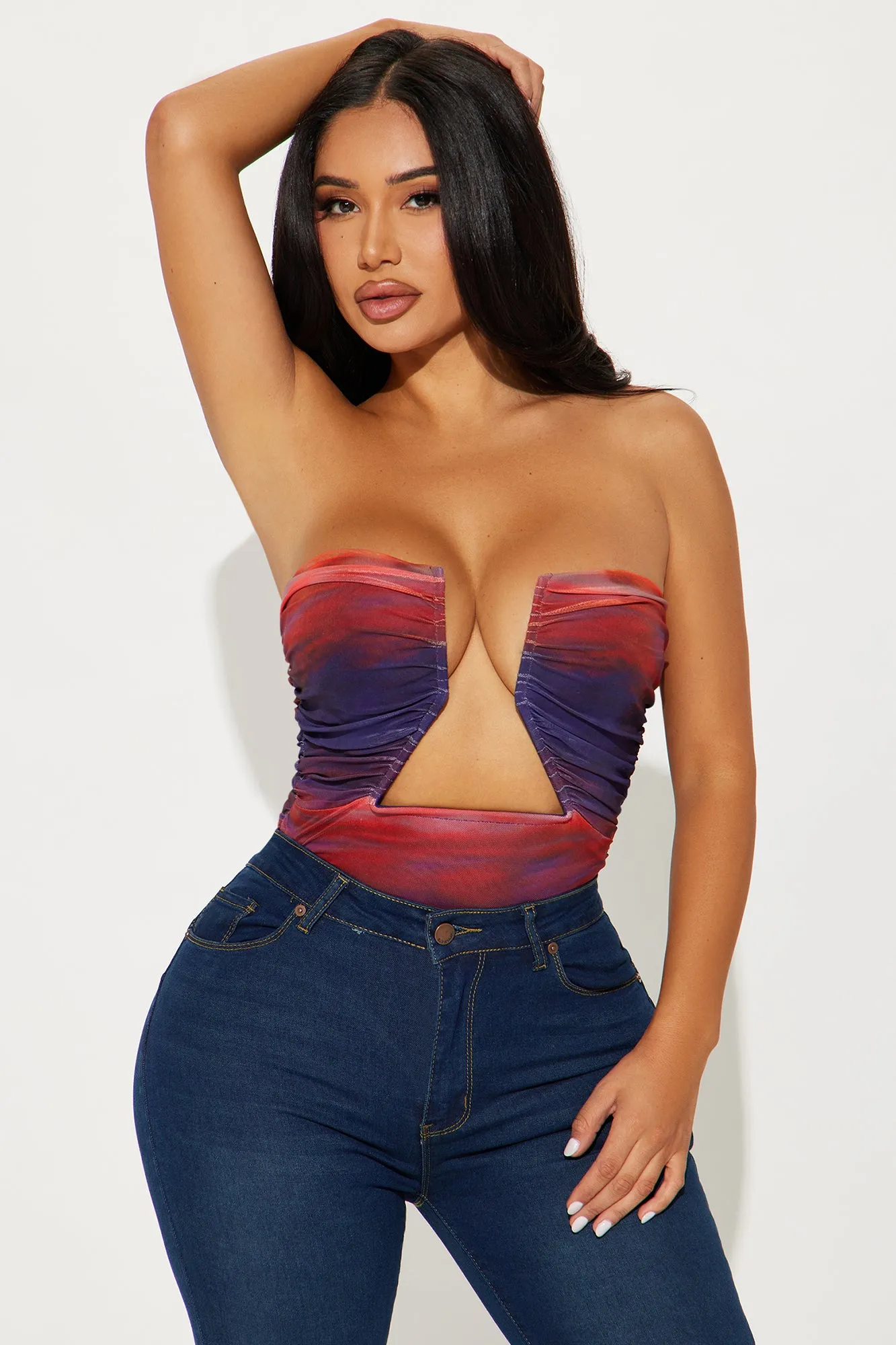 Cabo Sunset Mesh Bodysuit - Purple/combo