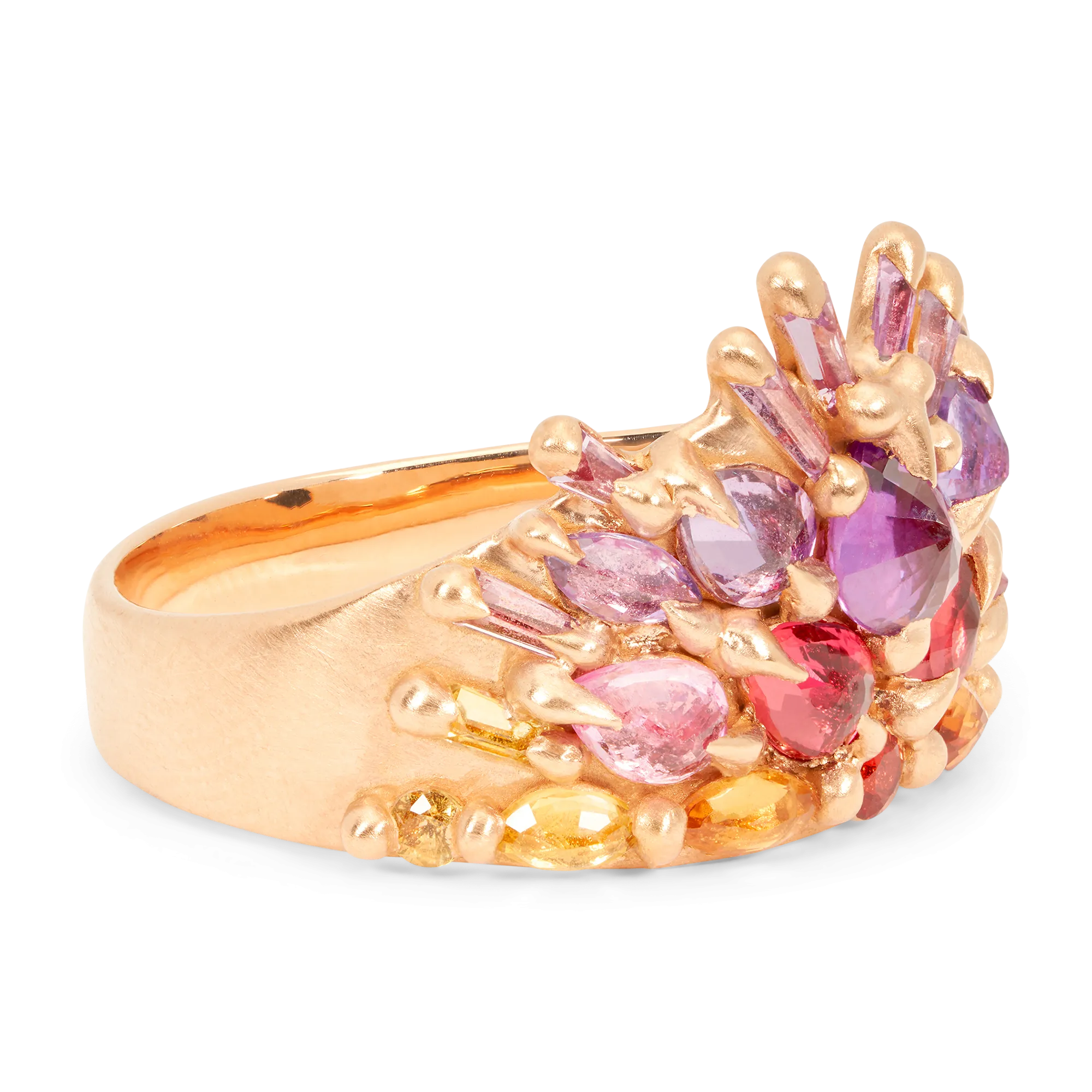 California Sunset Ebrion Half Shield Ring in Rose - Size 7 - 11456