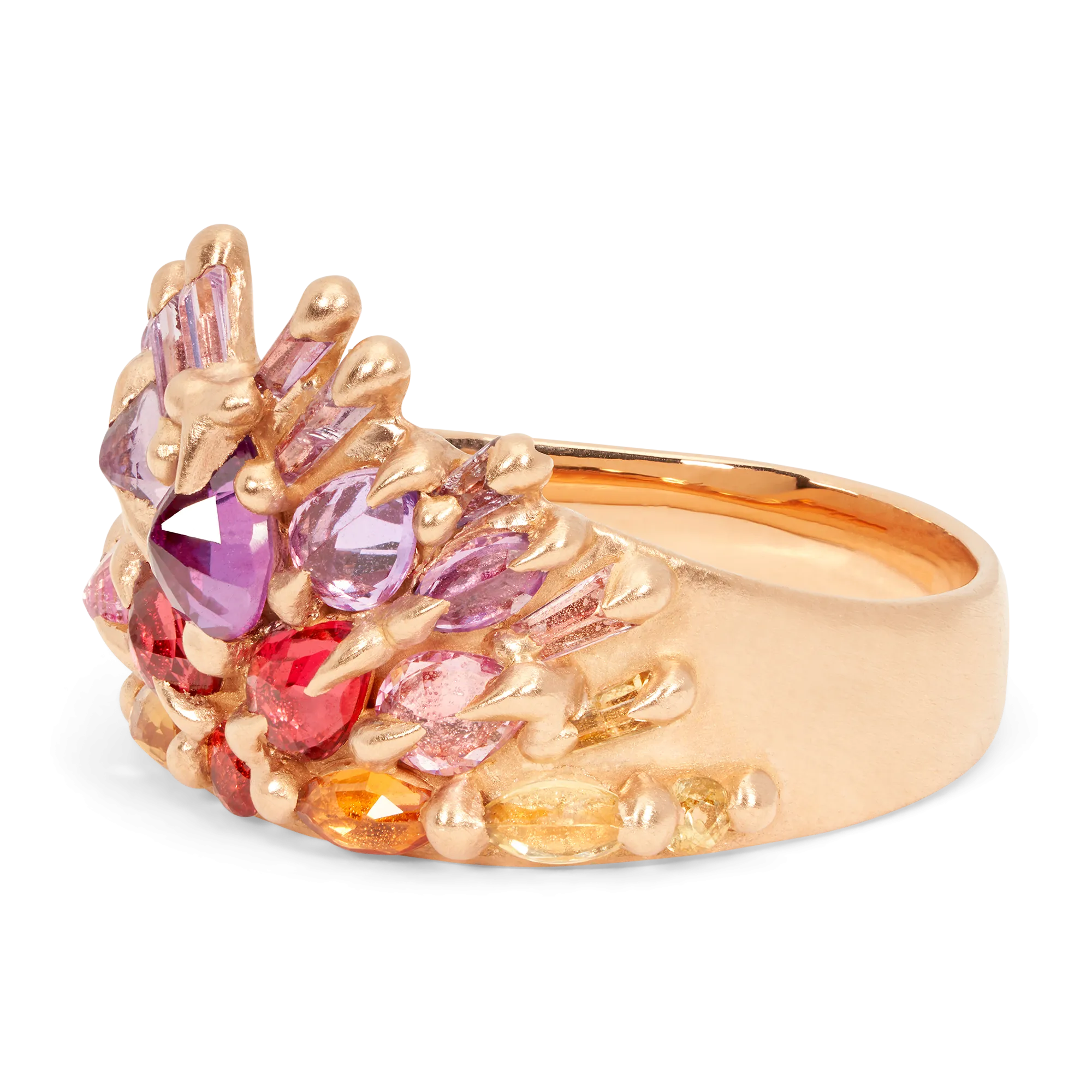 California Sunset Ebrion Half Shield Ring in Rose - Size 7 - 11456