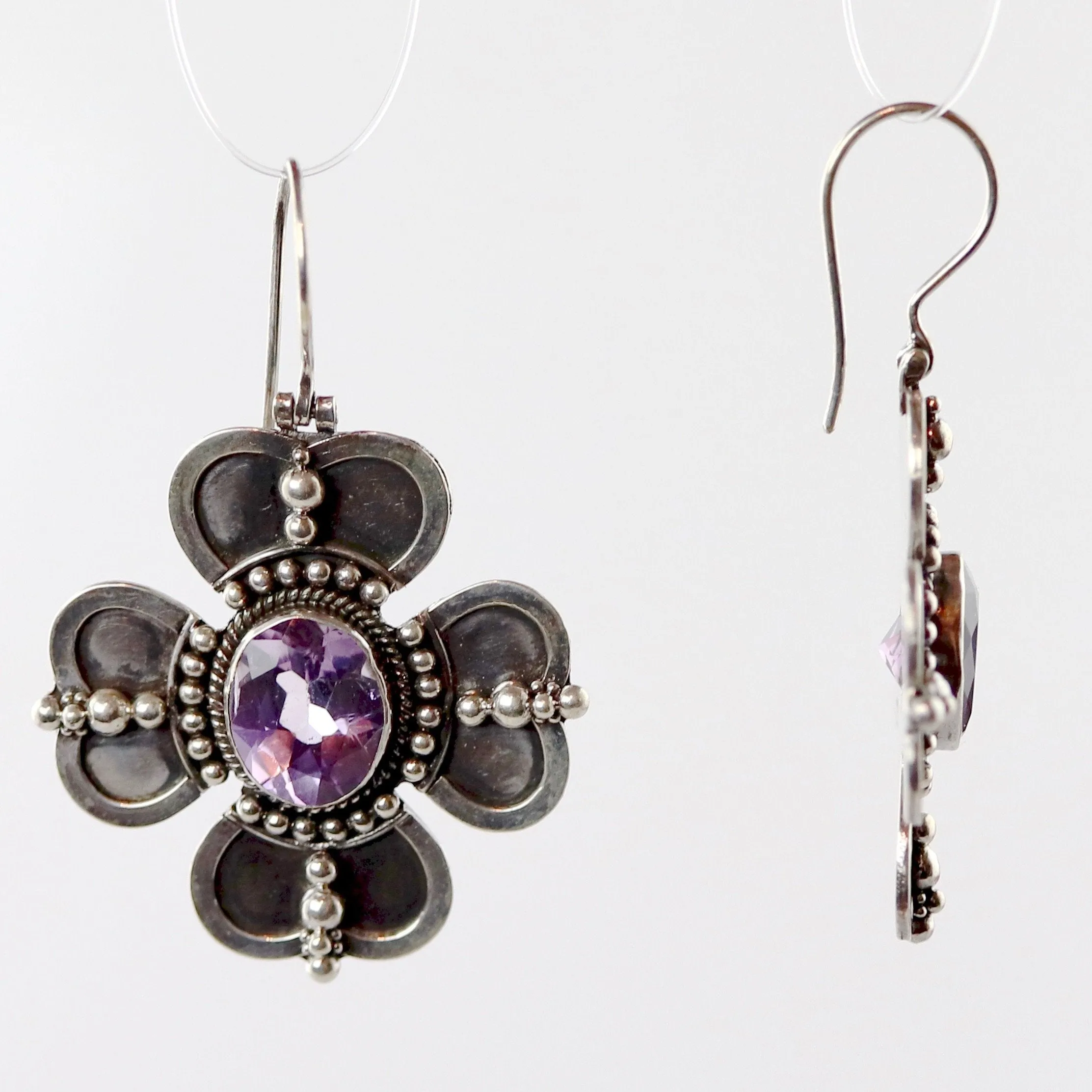 Celtic Clover Amethyst Earrings